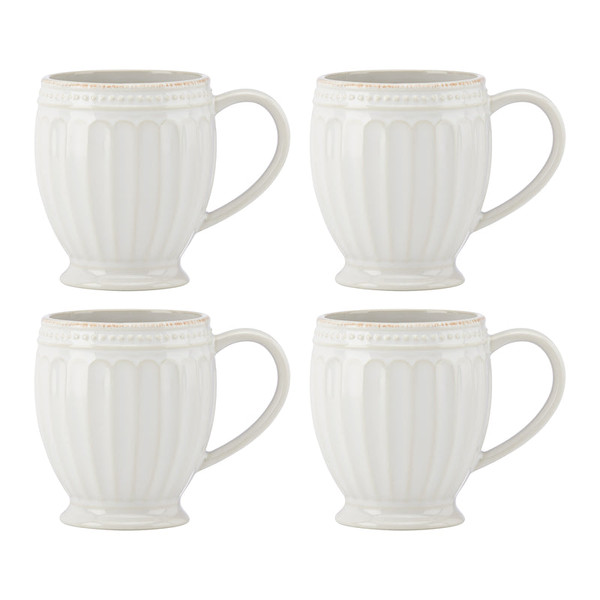 French Perle Groove White Dinnerware Mugs (Set Of 4) 895722 By Lenox