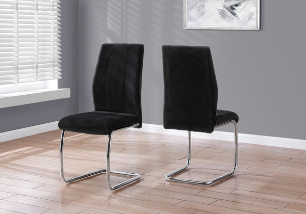 Grey Velvet Dining Chair With Chrome Metal (Set Of 2) I 1067 By Monarch