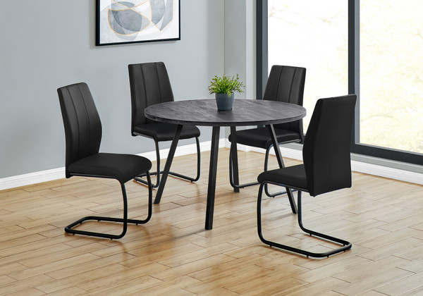 48" Round Small Black Laminate Dining Table - Black Metal I 1153 By Monarch