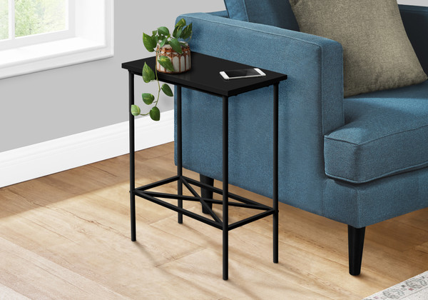 2 Tier Small Black Laminate Accent Table - Black Metal I 2078 By Monarch