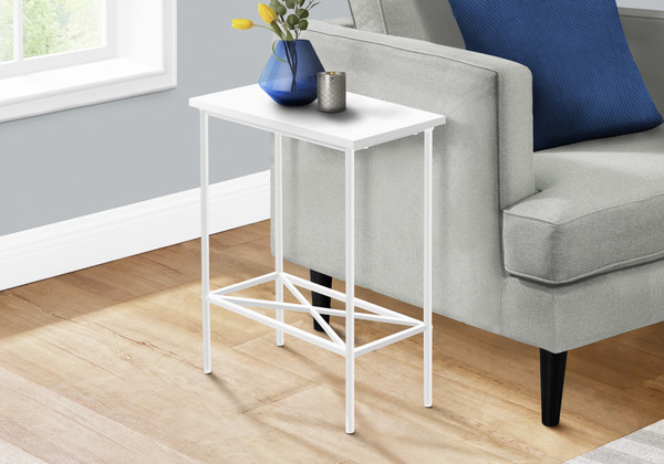 2 Tier Small White Laminate Accent Table - White Metal I 2079 By Monarch