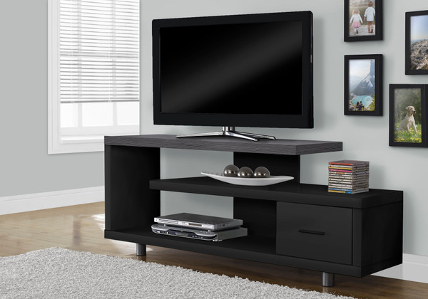60 Inch Black And Grey Laminate Tv Stand I 2575 By Monarch