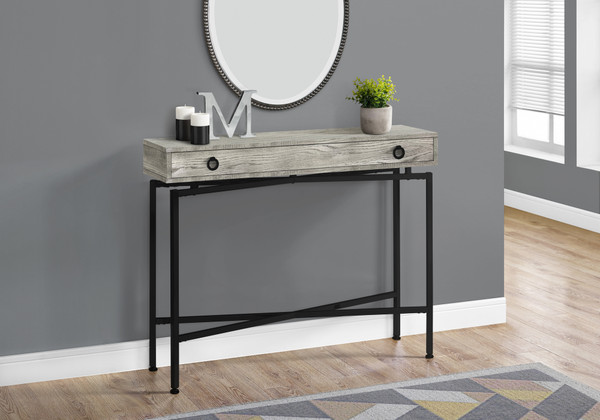 Black Metal Accent Table - Grey Laminate I 3454 By Monarch
