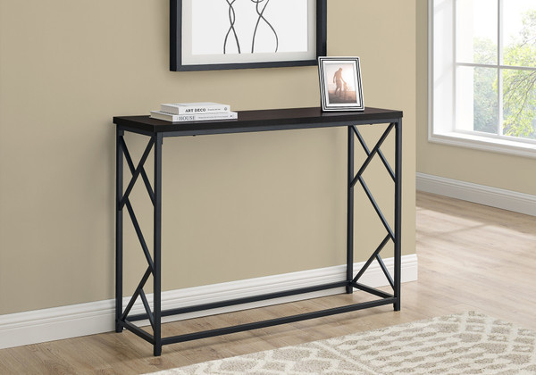 Black Metal Accent Table - Brown Laminate I 3534 By Monarch