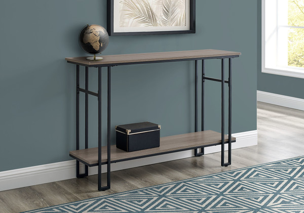Black Metal Accent Table - Brown Laminate I 3577 By Monarch