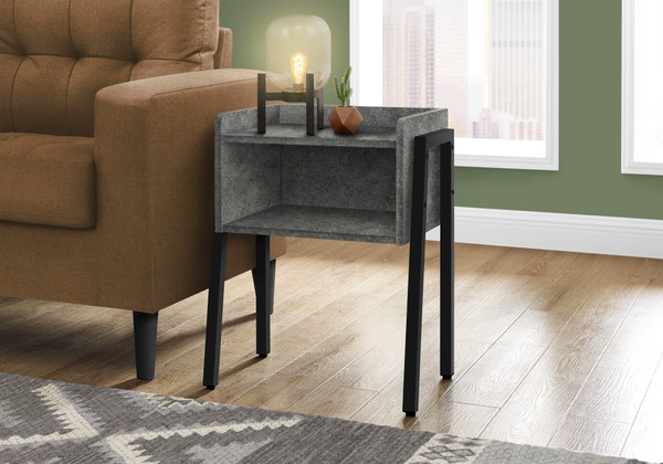 Black Metal Accent Table - Grey Laminate I 3584 By Monarch