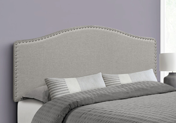 Transitional Grey Linen Look Upholstered Queen Bed - Headboard Only I 6013Q By Monarch