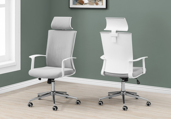 Grey Mesh Office Chair - Chrome Metal I 7301 By Monarch