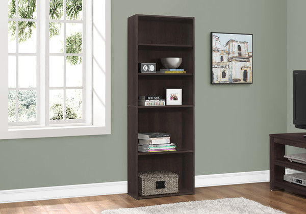 Transitional 6 Tier 72"H Brown Laminate Bookshelf I 7467 By Monarch