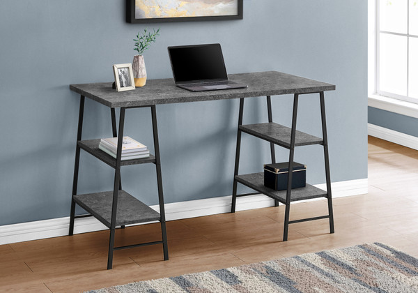 48"L Grey Laminate Computer Desk - Black Metal I 7526 By Monarch