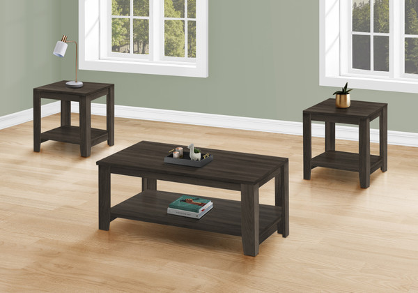 3-Piece Transitional Table Set - Brown Laminate I 7883P By Monarch