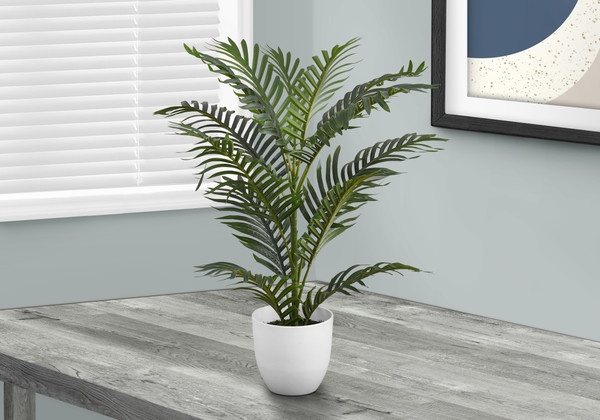 28" Tall Decorative Palm Artificial Plant - White Pot I 9508 By Monarch