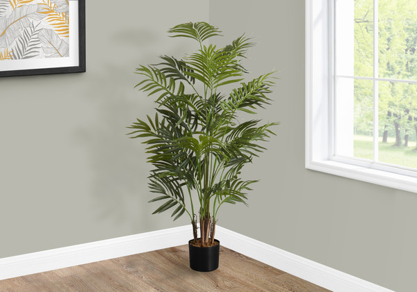 47" Tall Decorative Areca Palm Artificial Plant - Black Pot I 9538 By Monarch