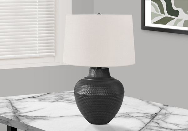 26"H Transitional Black Metal Table Lamp - Ivory/Cream Shade I 9615 By Monarch
