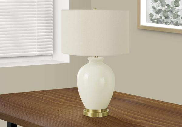 26"H Transitional Cream Ceramic Table Lamp - Ivory/Cream Shade I 9625 By Monarch