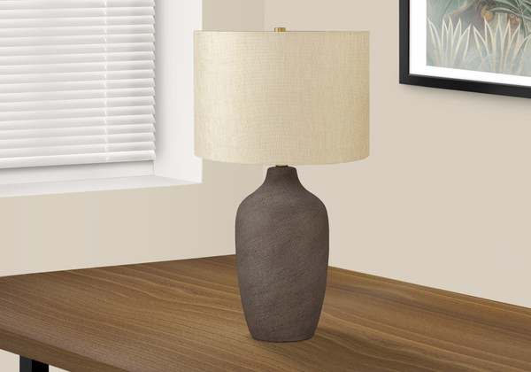 27"H Contemporary Grey Ceramic Table Lamp - Beige Shade I 9709 By Monarch