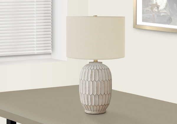 24"H Transitional Cream Resin Table Lamp - Ivory/Cream Shade I 9720 By Monarch