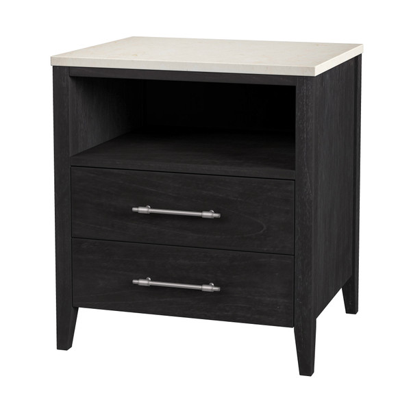 Butler Company Mayfair 22 In. W Rectangular 2 Drawer Wood And Marble Nightstand, Black 5752432