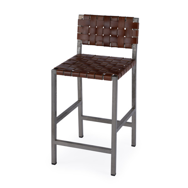 Butler Company Bromley 24. In. Iron And Leather Counter Stool, Brown 5762344