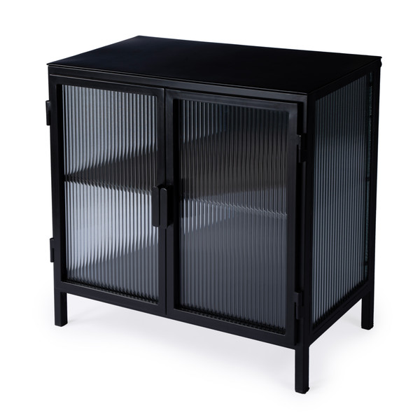 Butler Company Hoxton Ribbed Glass Accent Cabinet, Black 5704025