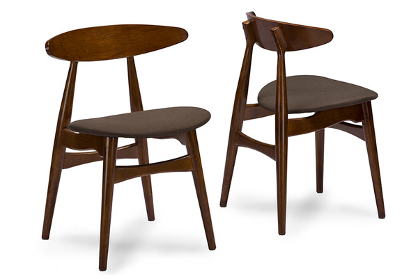 Flamingo Mid-Century Dark Walnut Dining Chairs (Set Of 2) By Baxton Studio RT326-CHR