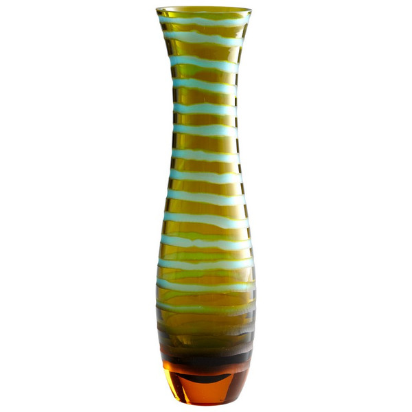 Cyan Large Blue And Orange Chiseled Vase 00075