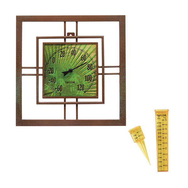 Petra Metal And Glass Bamboo Thermometer And Rain Gauge Bundle TAP5253912
