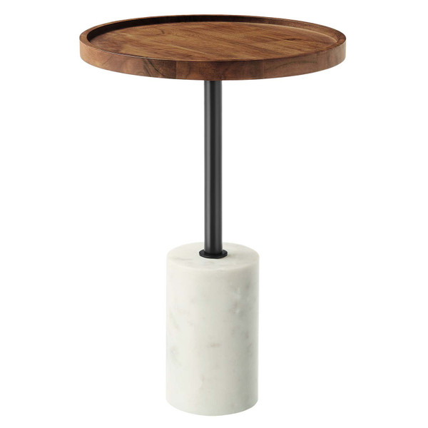 Modway Amina Round Acacia Wood Side Table - White Light Oak EEI-6607-WHI-LOC