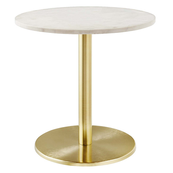 Modway Viva Round White Marble Side Table - Brass White EEI-6609-BRA-WHI