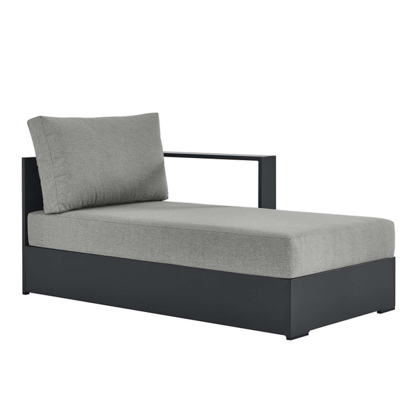 Modway Tahoe Outdoor Patio Powder-Coated Aluminum Modular Right-Facing Chaise Lounge - Gray Gray EEI-6633-GRY-GRY