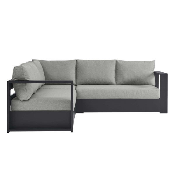 Modway Tahoe Outdoor Patio Powder-Coated Aluminum 3-Piece Sectional Sofa Set - Gray Gray EEI-6668-GRY-GRY