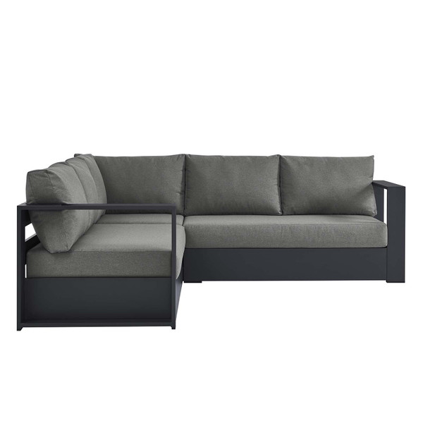 Modway Tahoe Outdoor Patio Powder-Coated Aluminum 3-Piece Sectional Sofa Set - Gray Charcoal EEI-6668-GRY-CHA