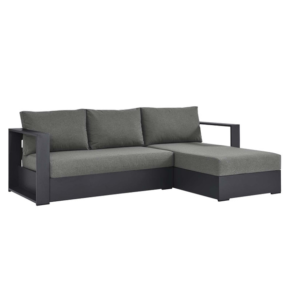 Modway Tahoe Outdoor Patio Powder-Coated Aluminum 2-Piece Right-Facing Chaise Sectional Sofa Set - Gray Charcoal EEI-6669-GRY-CHA