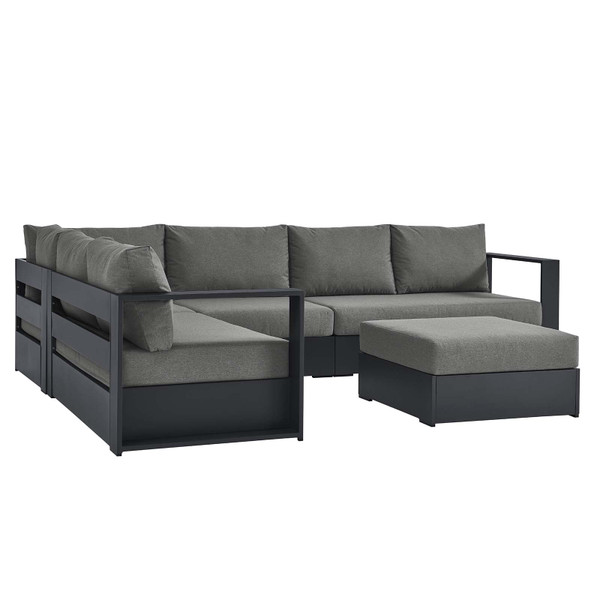 Modway Tahoe Outdoor Patio Powder-Coated Aluminum 5-Piece Sectional Sofa Set - Gray Charcoal EEI-6674-GRY-CHA