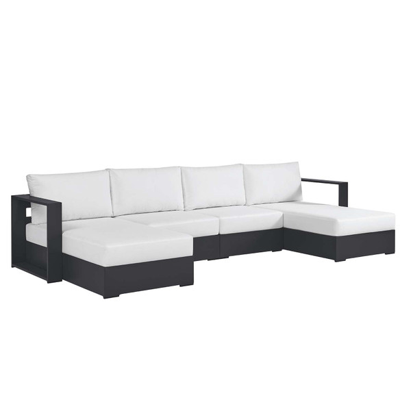 Modway Tahoe Outdoor Patio Powder-Coated Aluminum 4-Piece Sectional Sofa Set - Gray White EEI-6676-GRY-WHI