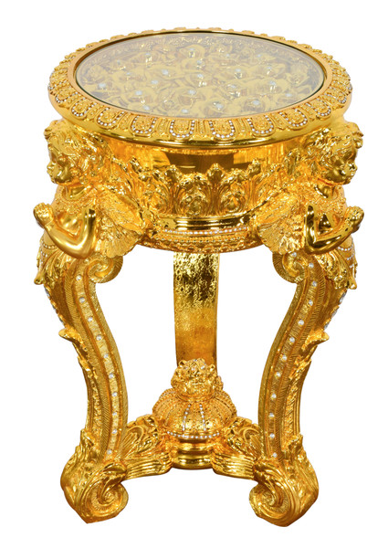 AFD Home Golden Diamond Pedestal Side Table 12024970