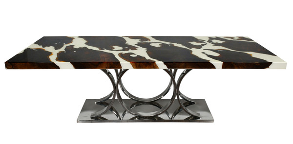 AFD Home Bayshore Artistic Floating Teak Table With Stainless Stee Base 12025505