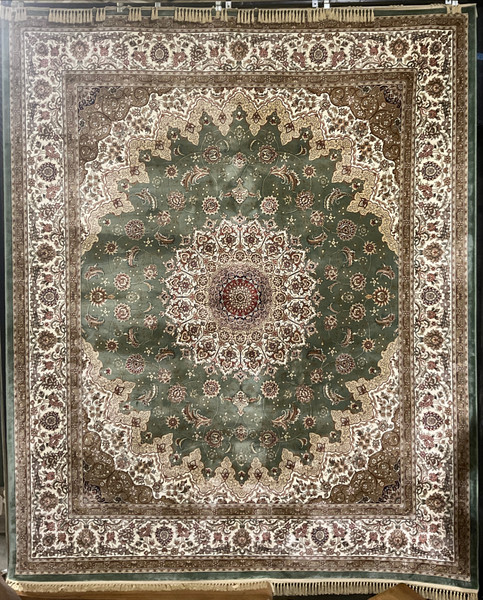 AFD Home Regal 9 X 11 Green And Ivory Isfahan Design 12016117
