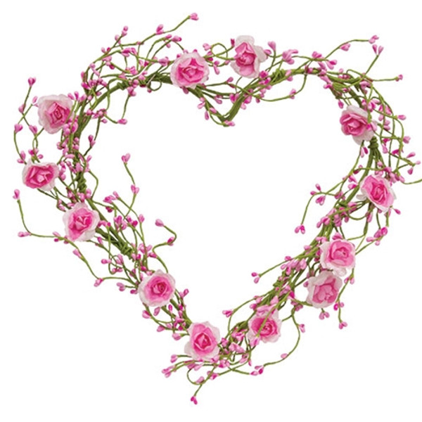 CWI Gifts Pink Roses & Pip Berry Heart Wreath F18395