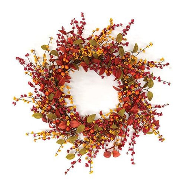 CWI Gifts Bountiful Berries & Leaves Wreath 24" F51030