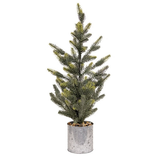 CWI Gifts Glittered Pine Tree With Galvanized Metal Base FFDC4267