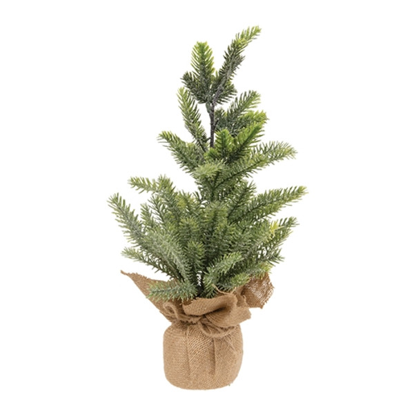 CWI Gifts Glittered Pine Tree With Burlap Base 15" FFDC5098