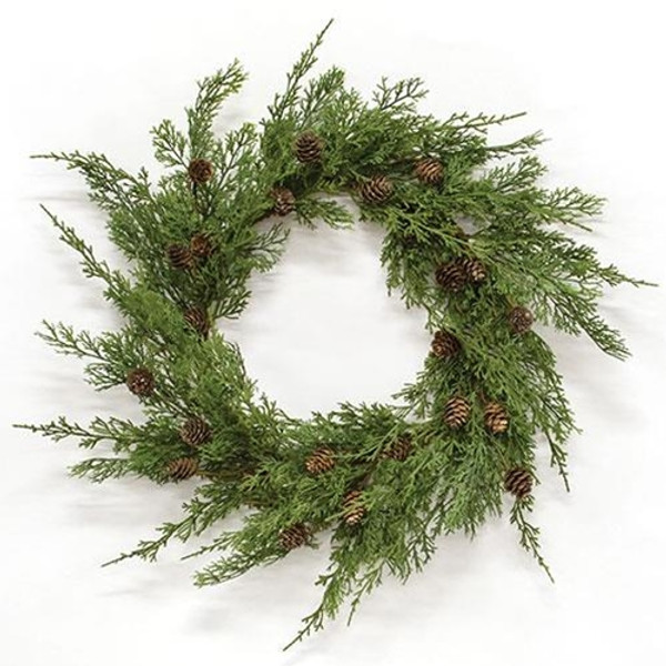 CWI Gifts Western Cedar & Pinecone Wreath 24" FSR49500