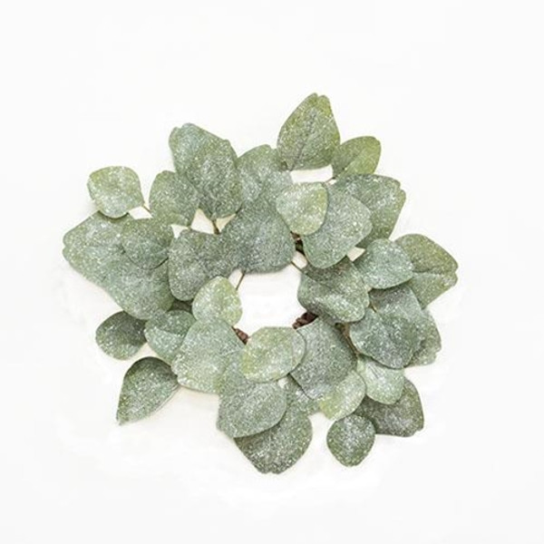 CWI Gifts Frosted Dollar Eucalyptus Leaf Candle Ring 3.5" FXM230504