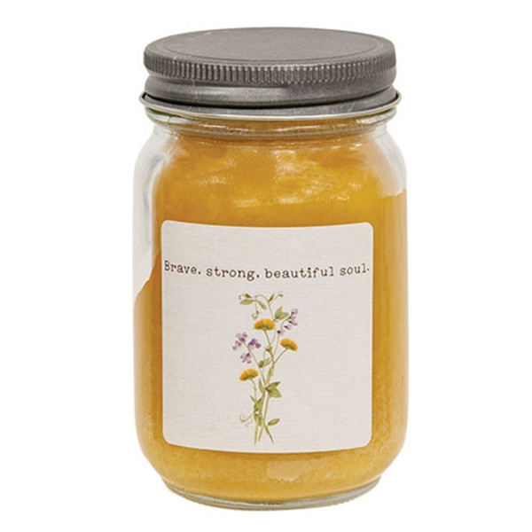 CWI Gifts Brave Strong Beautiful Soul Dandelion & Sweet Grass Pint Jar Candle G20352