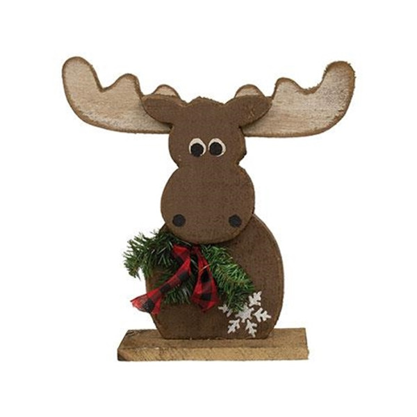 CWI Gifts Rustic Wood Moose With Pine On Base G23406