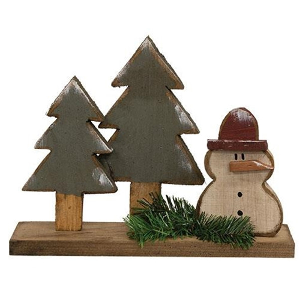 CWI Gifts Rustic Wood Winter Wonderland Scene On Base Small G23410