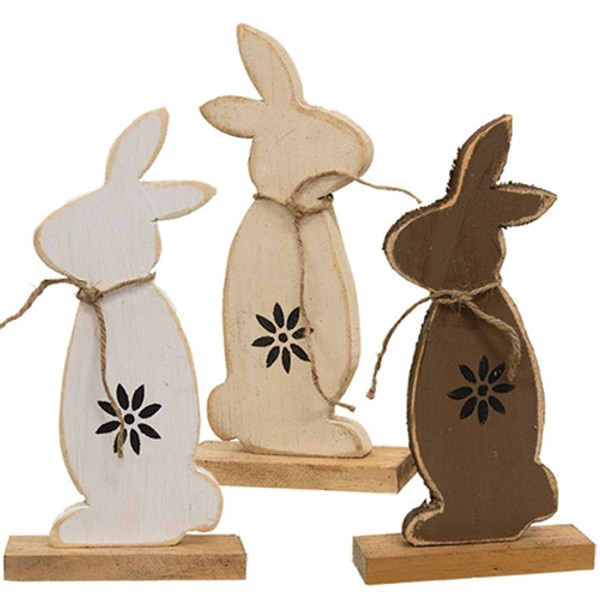CWI Gifts Rustic Wood Standing Silhouette Bunny 12.75" 3 Assorted (Pack Of 3) G24107