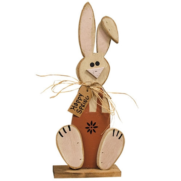 CWI Gifts Wooden Sitting "Happy Spring" Bunny On Base 24"H G24138