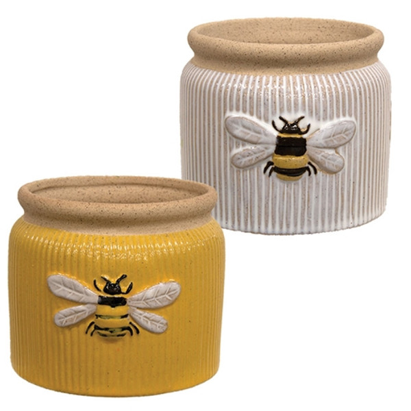 CWI Gifts Ceramic Bee Crock 2 Assorted (Pack Of 2) G2675700